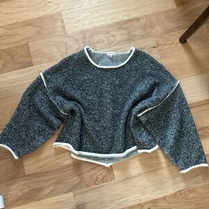POL Grey Chunky Cropped Dolman Sleeve Sweater